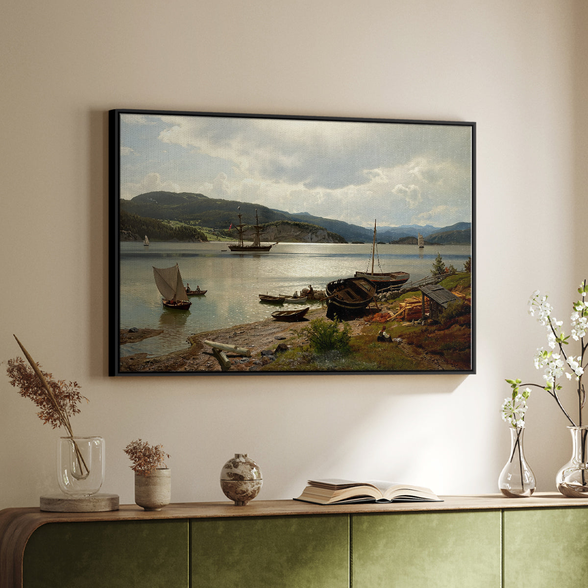By the Water, 1876 - Floater Framed Canvas Print