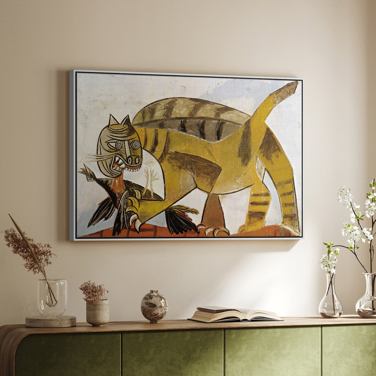 Cat Eating a Bird, 1939 - Floater Framed Canvas Print