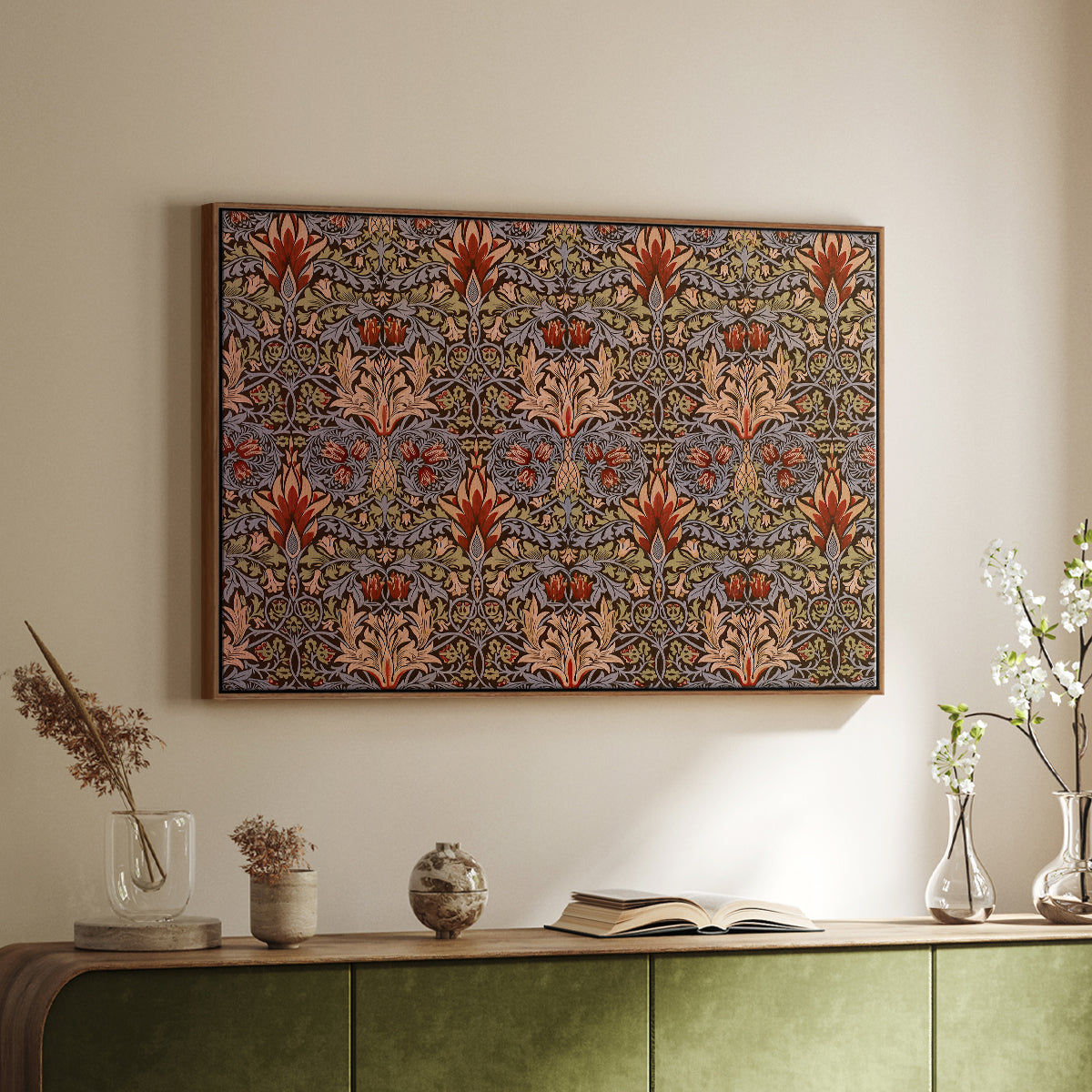Snakeshead - Red/Cumin, c. 1876 - Floater Framed Canvas Print