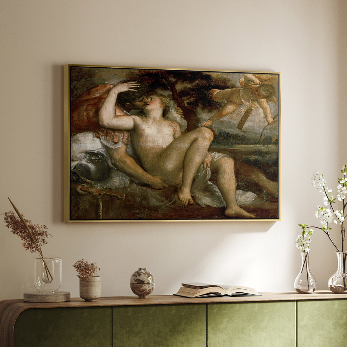 Mars, Venus and Cupid, c. 1530 - Floater Framed Canvas Print