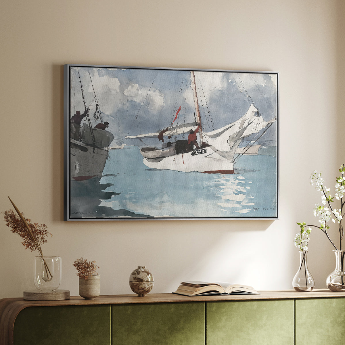 Fishing Boats, Key West, 1903 - Floater Framed Canvas Print