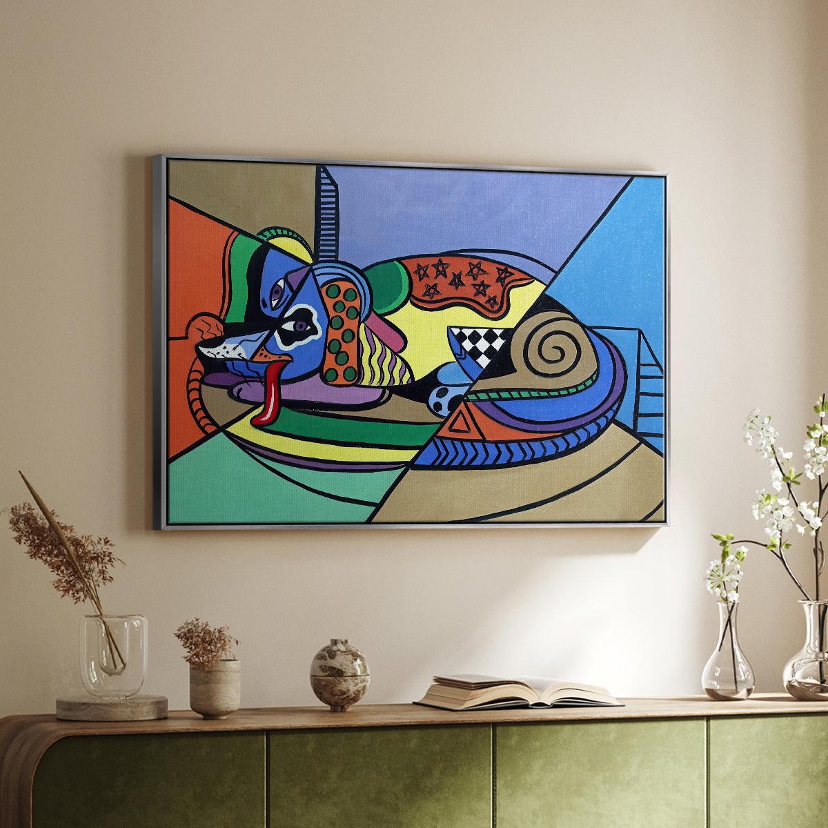 A Dog Named Picasso - Floater Framed Canvas Print