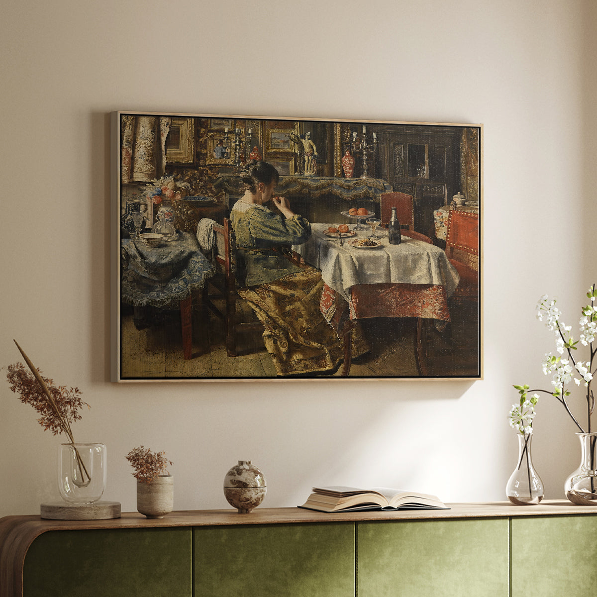 The Meal (De maaltijd), c. 1885 - Floater Framed Canvas Print