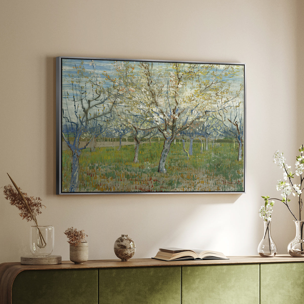 The Pink Orchard, 1888 - Floater Framed Canvas Print