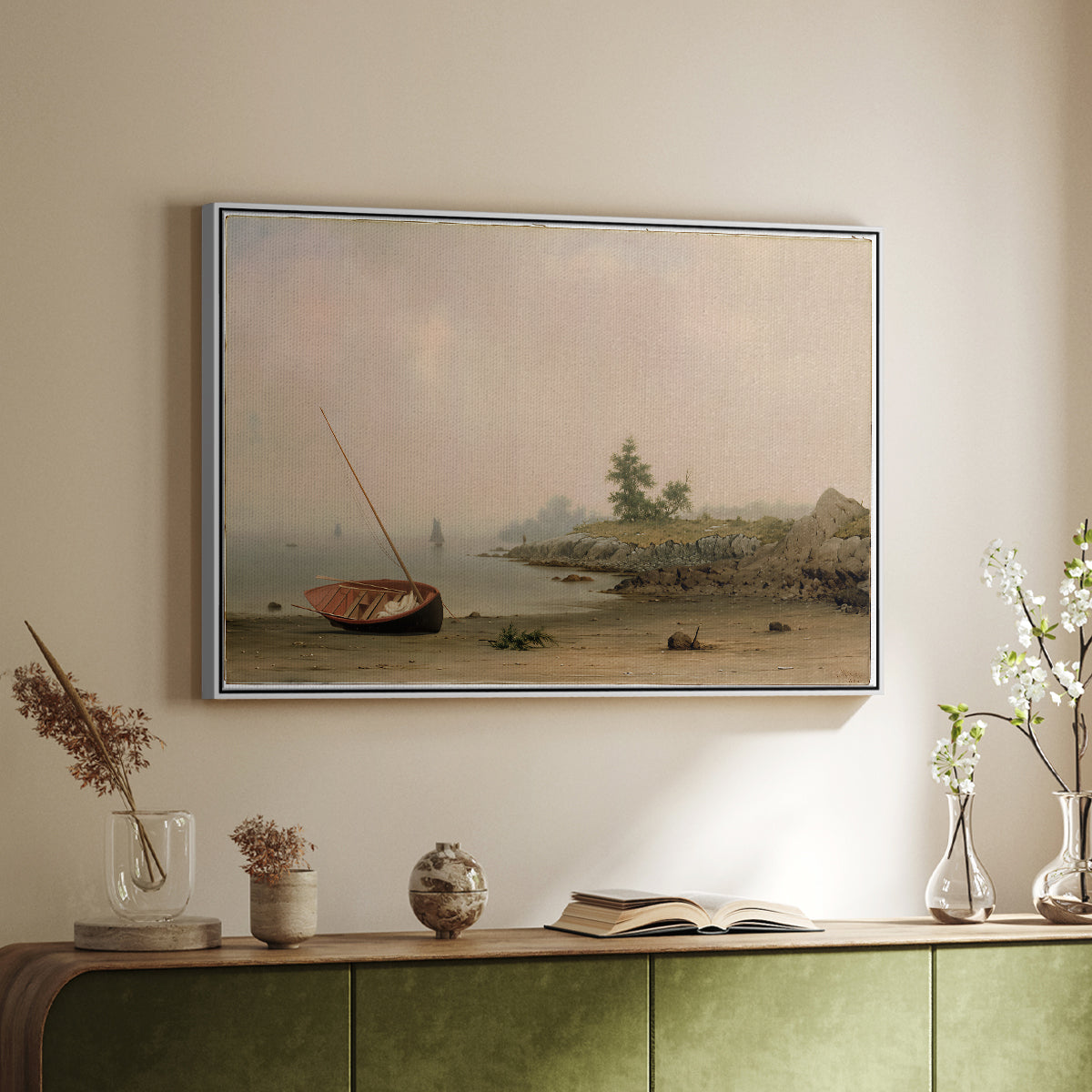 The Stranded Boat, 1863 - Floater Framed Canvas Print