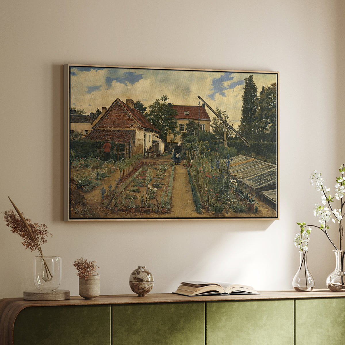 Garden of a Florist (The Flower Garden), 1864 - Floater Framed Canvas Print