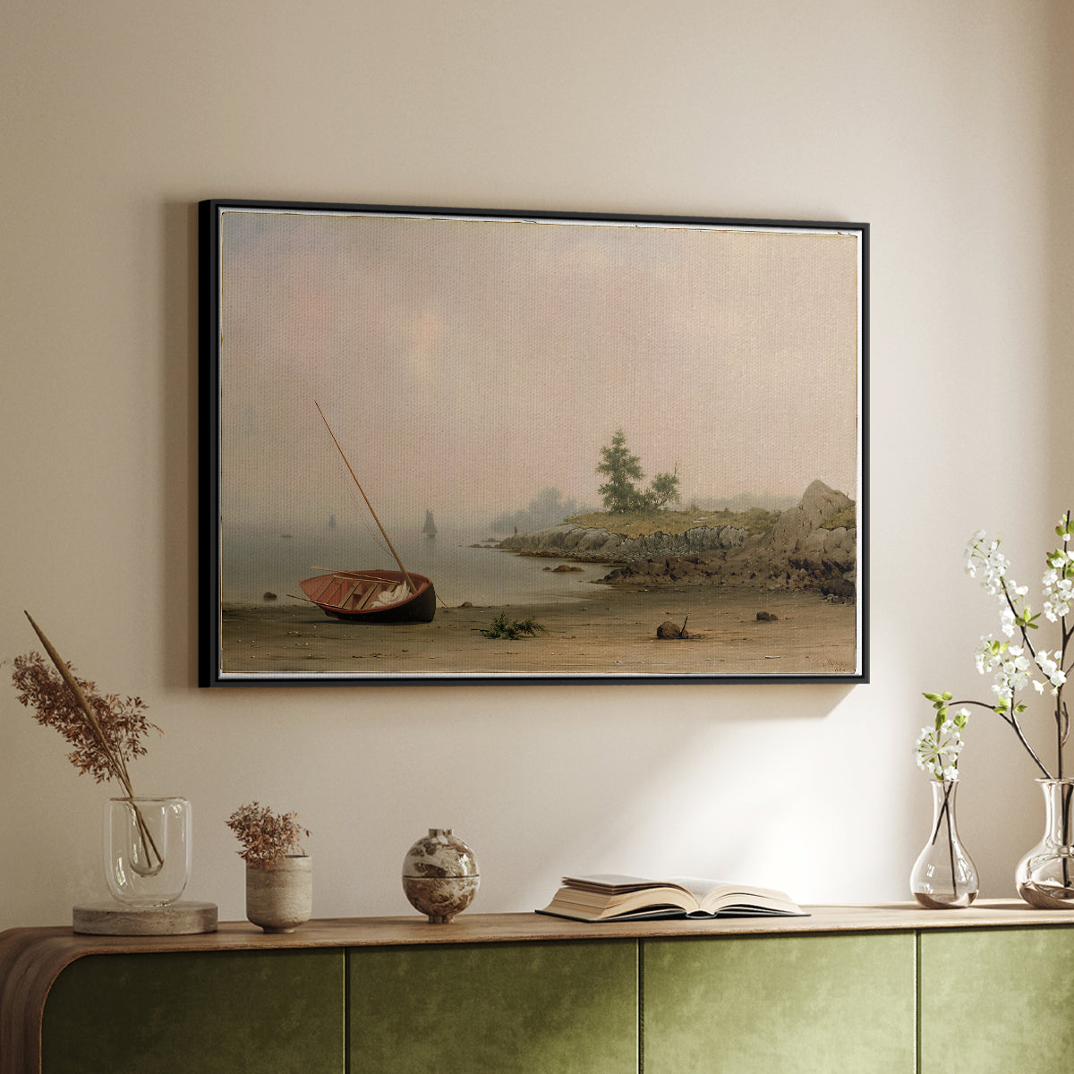 The Stranded Boat, 1863 - Floater Framed Canvas Print
