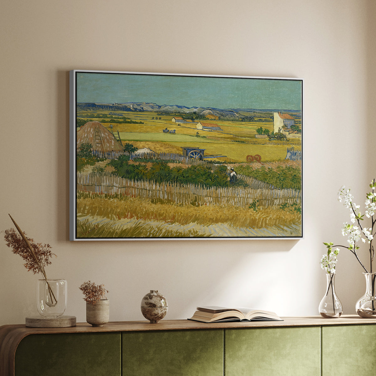 The Harvest, 1888 - Floater Framed Canvas Print