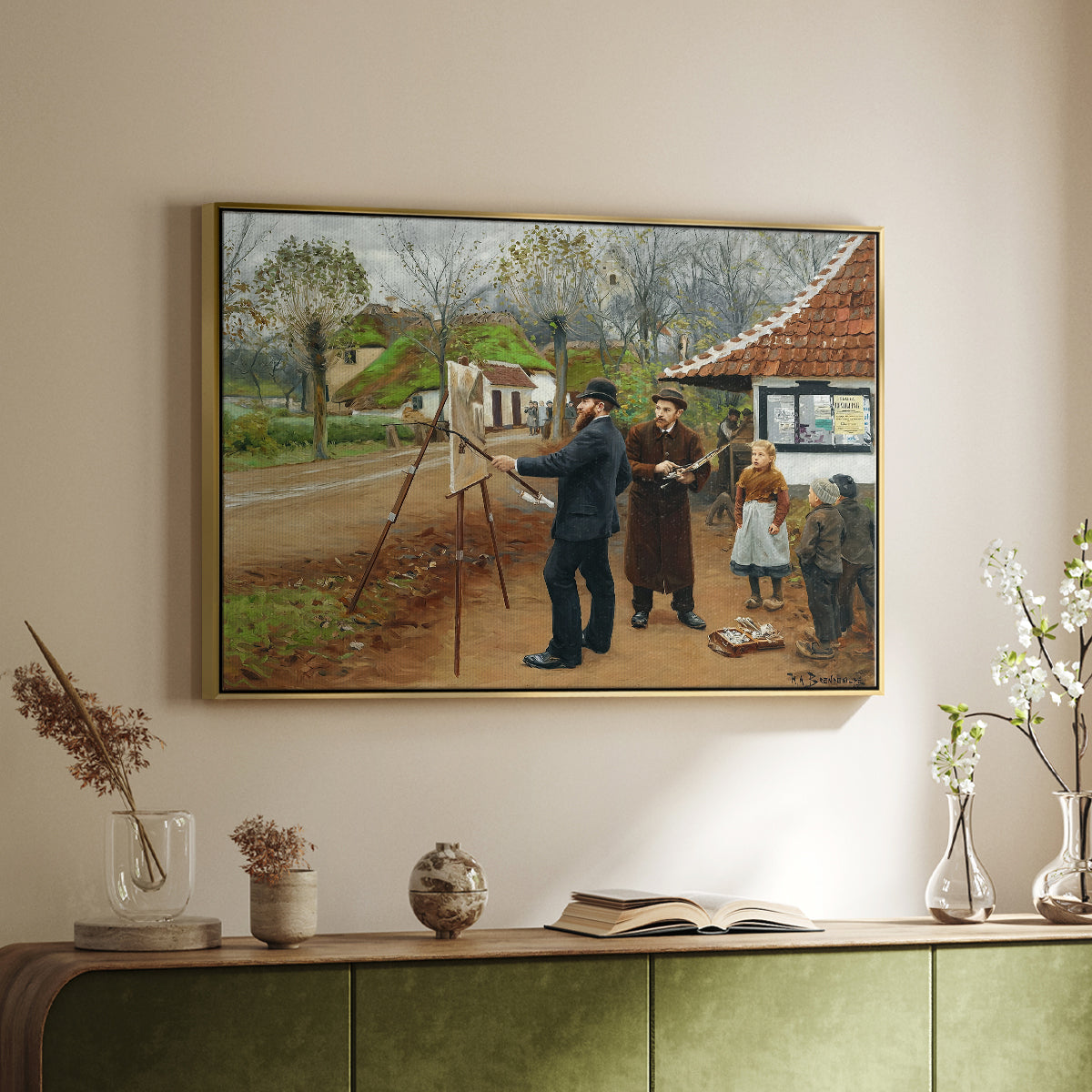 L. A. Ring Painting near Aasum Smithy, 1893 - Floater Framed Canvas Print