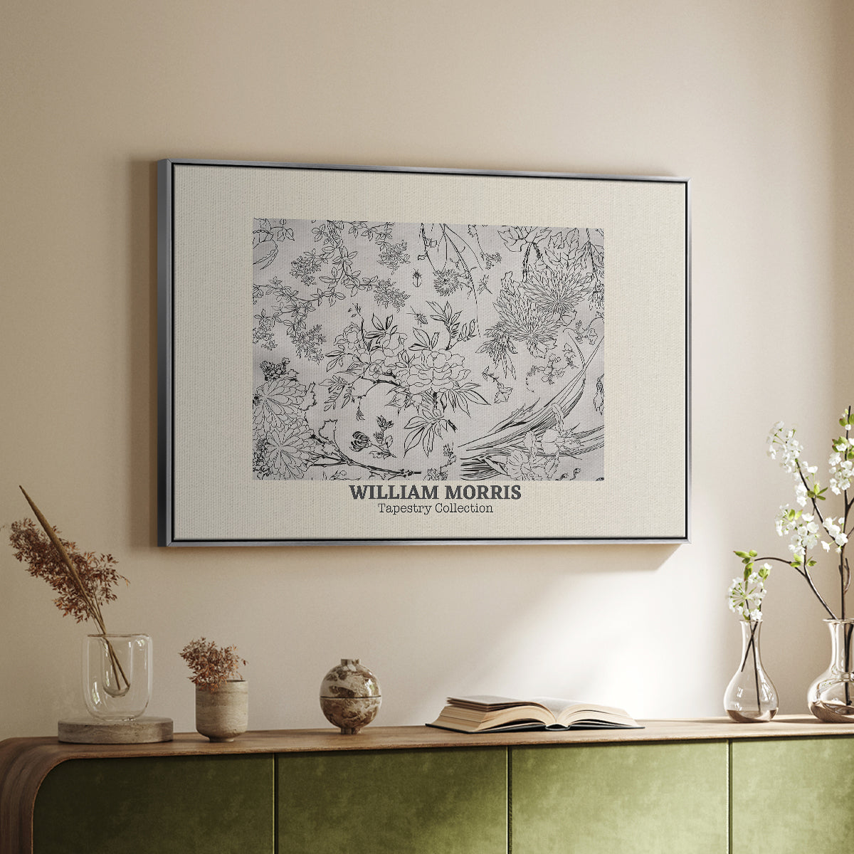 Fleurs, 1866 (Morris Inspired) - Floater Framed Canvas Print