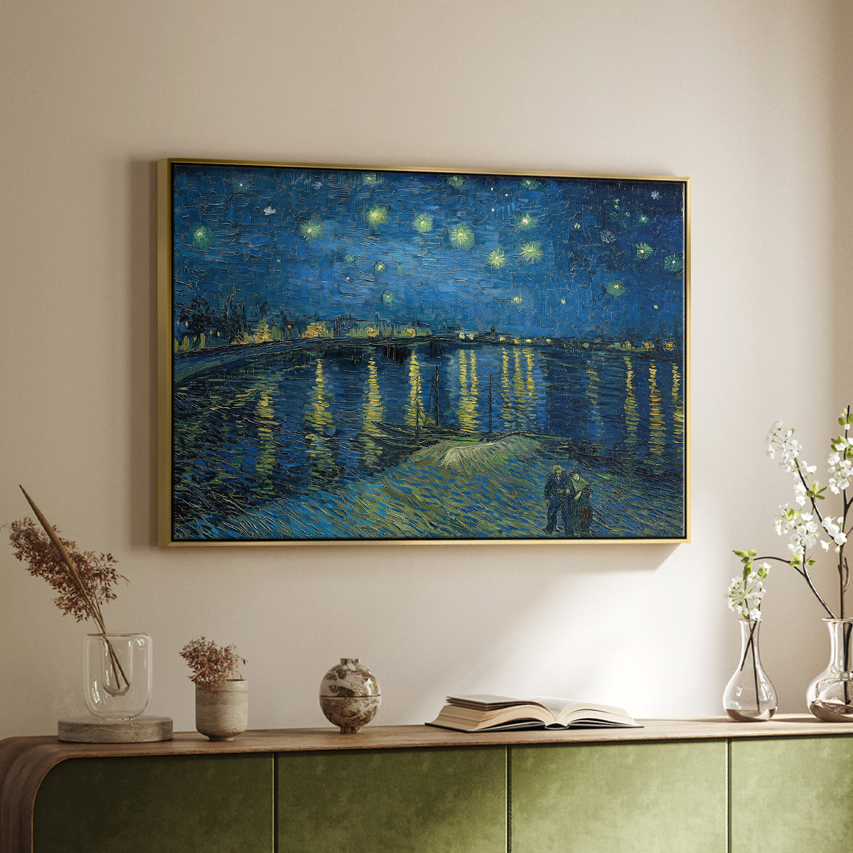 Starry Night Over the Rhône, 1888 - Floater Framed Canvas Print