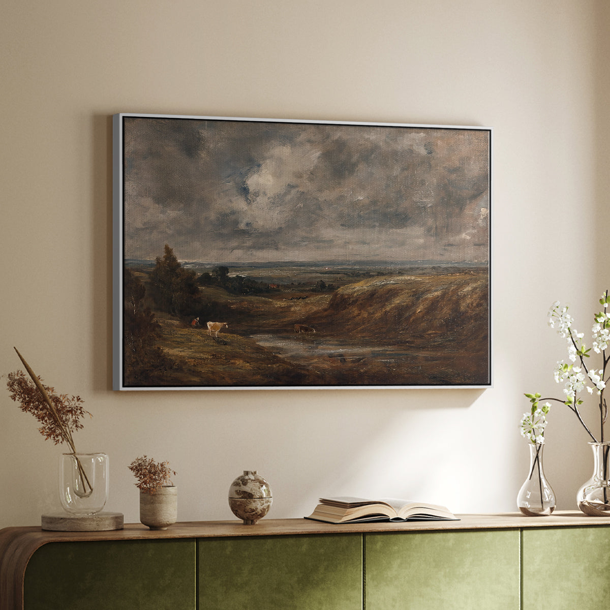 Hampstead Heath, 1825 - Floater Framed Canvas Print