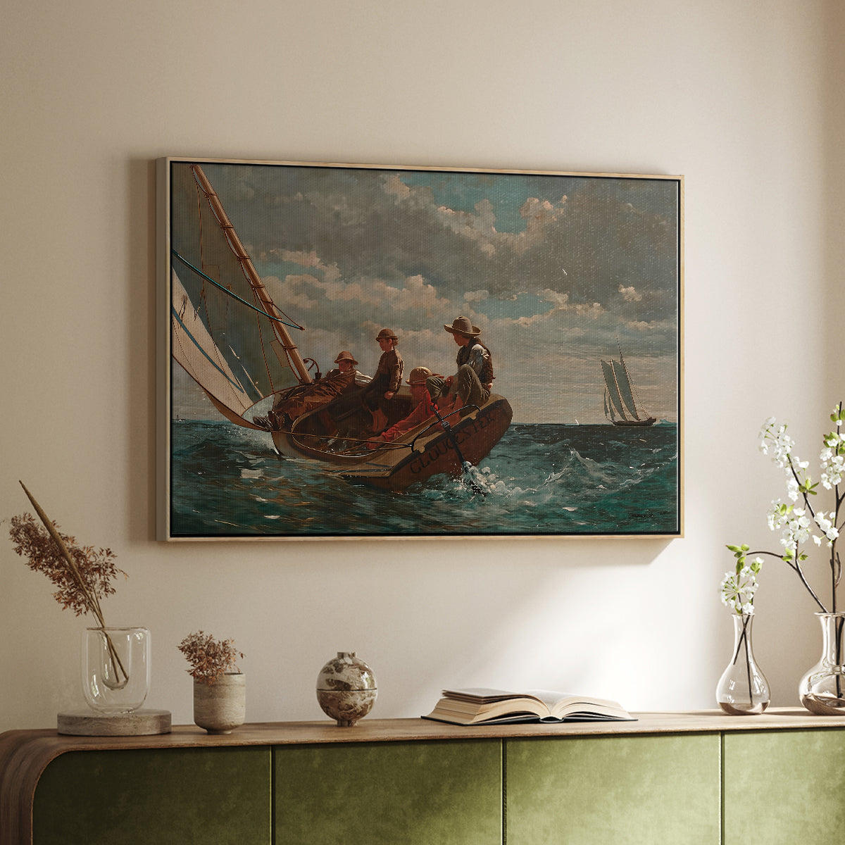 Breezing Up (A Fair Wind), 1873-1876 - Floater Framed Canvas Print