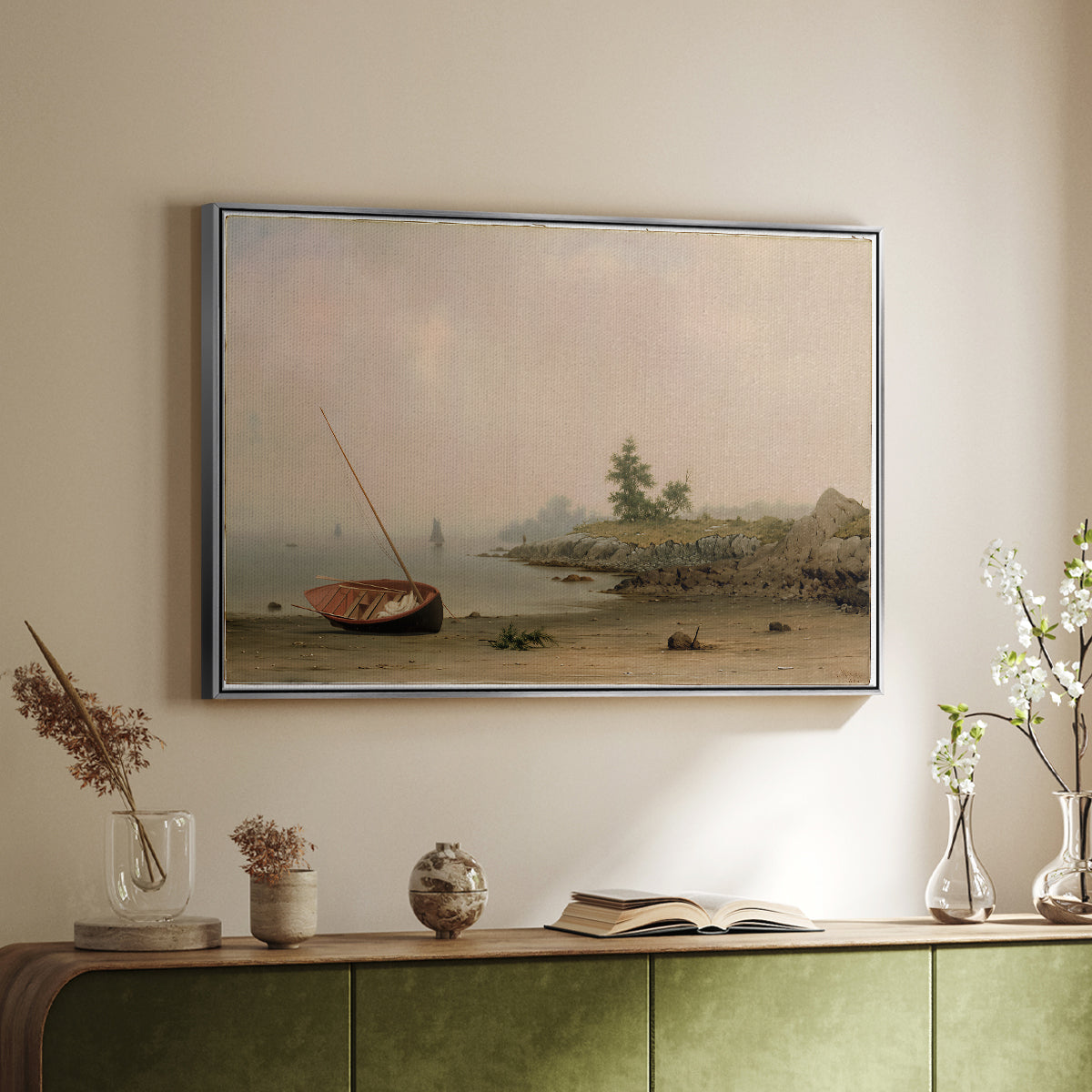 The Stranded Boat, 1863 - Floater Framed Canvas Print