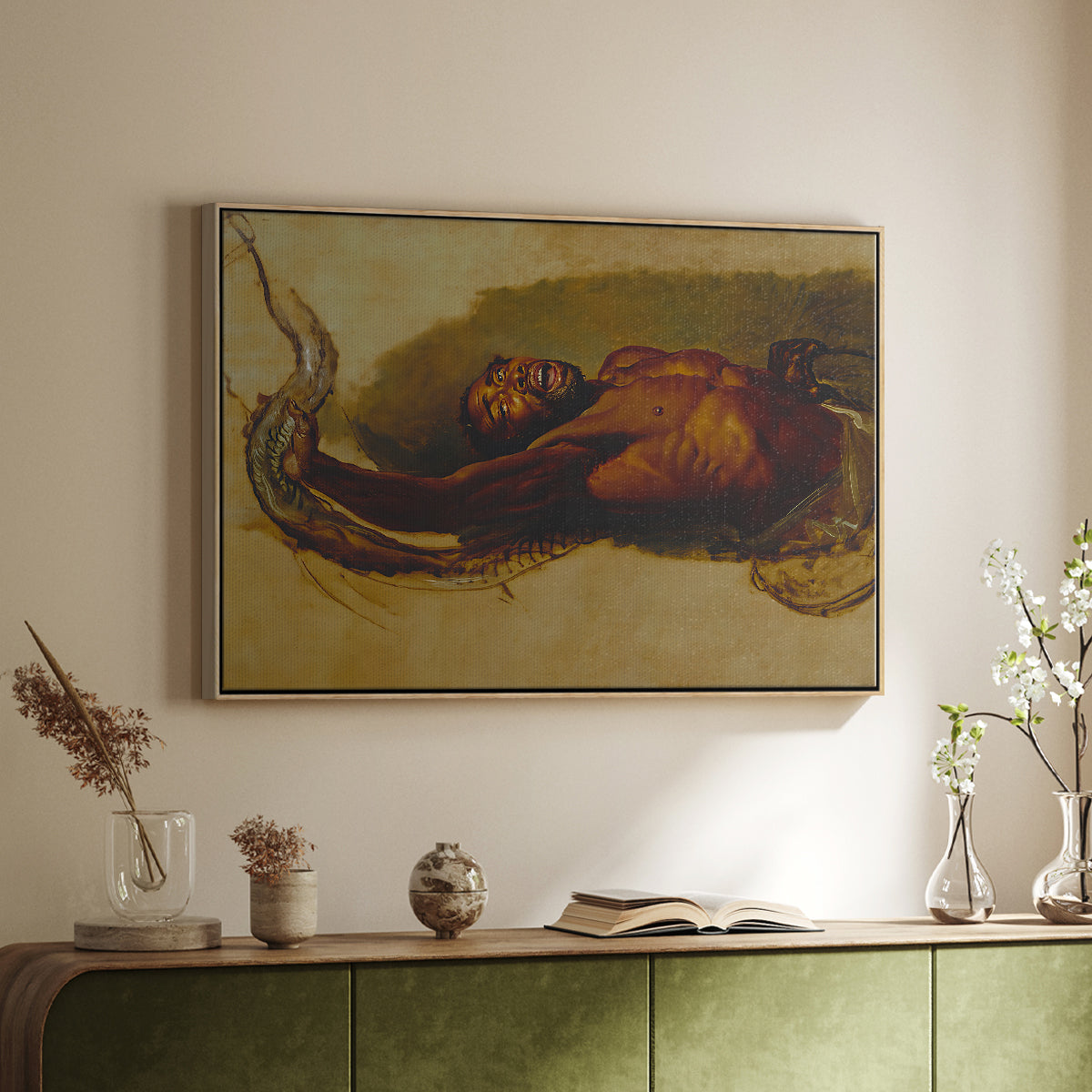 Man Struggling with a Boa Constrictor, c. 1803 - Floater Framed Canvas Print