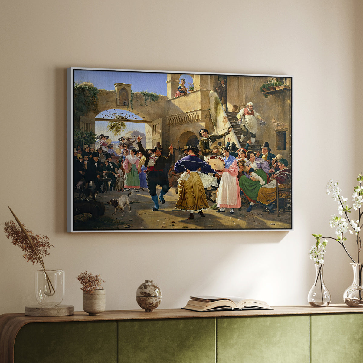 Romans Gathered for Merriment at an Osteria, 1839 - Floater Framed Canvas Print