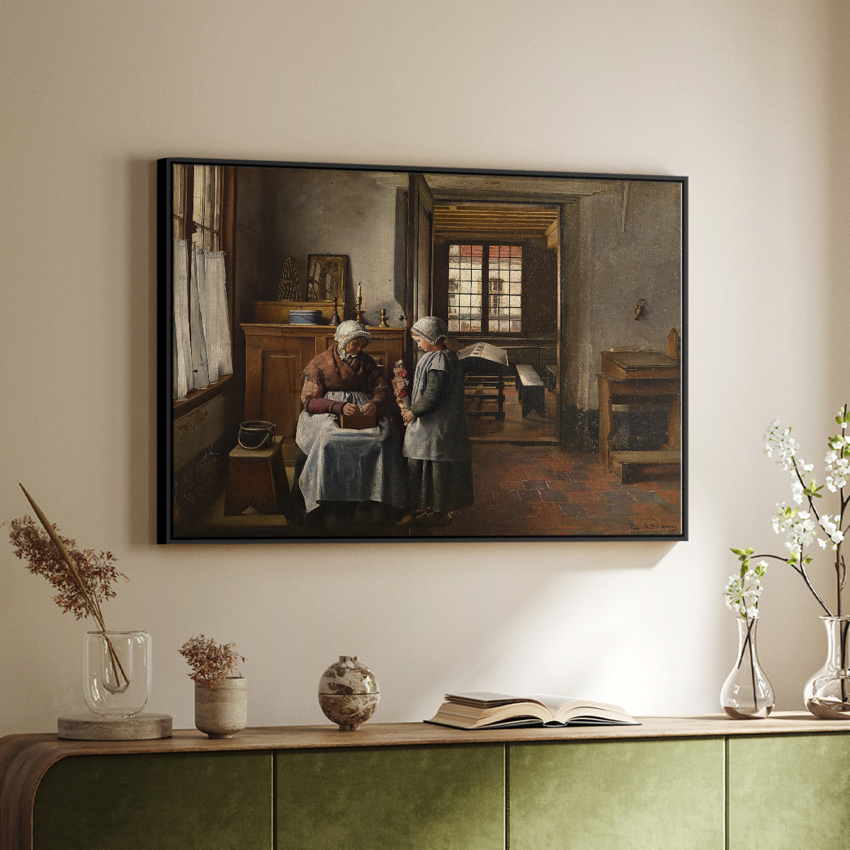 Grandmother's Feast, 1873 - Floater Framed Canvas Print