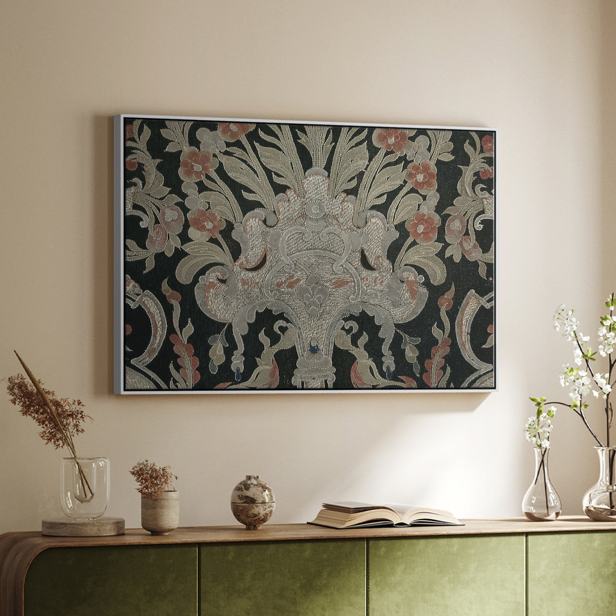 Hanging (Printed Textile), c. 18th Century - Floater Framed Canvas Print