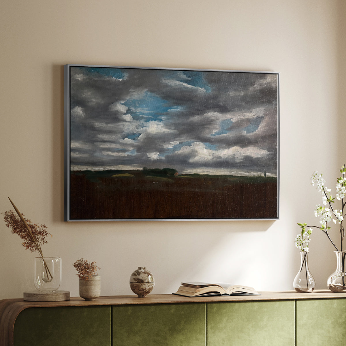 Extensive Landscape with Grey Clouds, c. 1821-1822 - Floater Framed Canvas Print