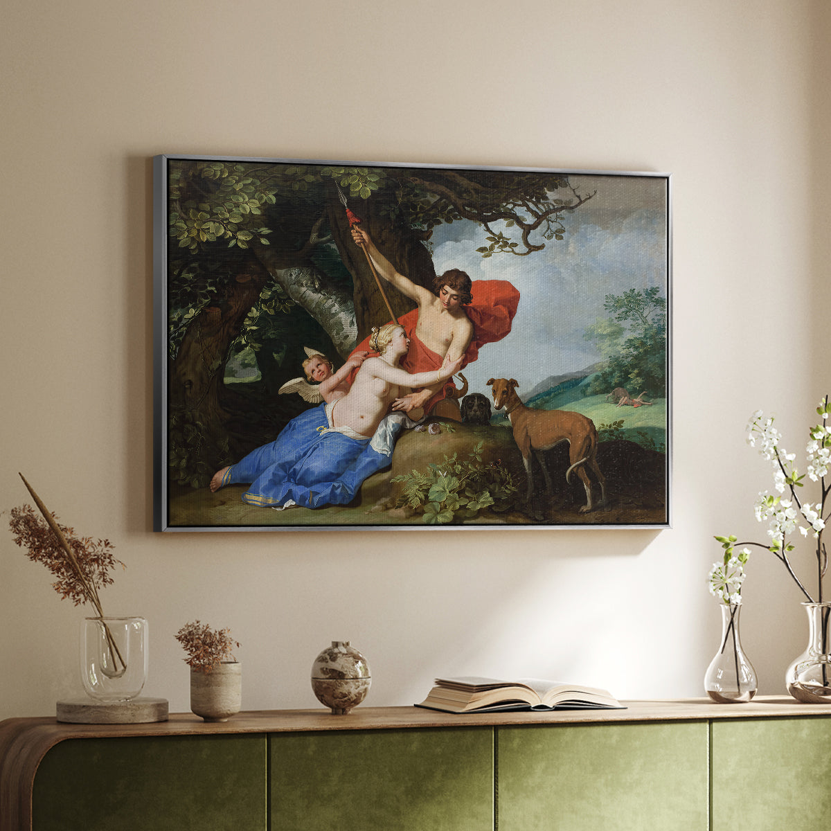 Venus and Adonis, 1632 - Floater Framed Canvas Print