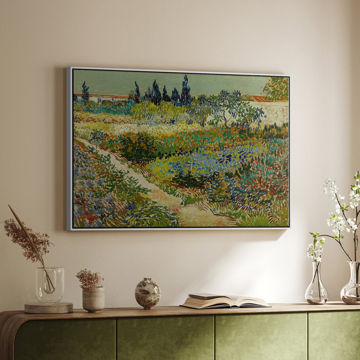 Garden at Arles, 1888 - Floater Framed Canvas Print