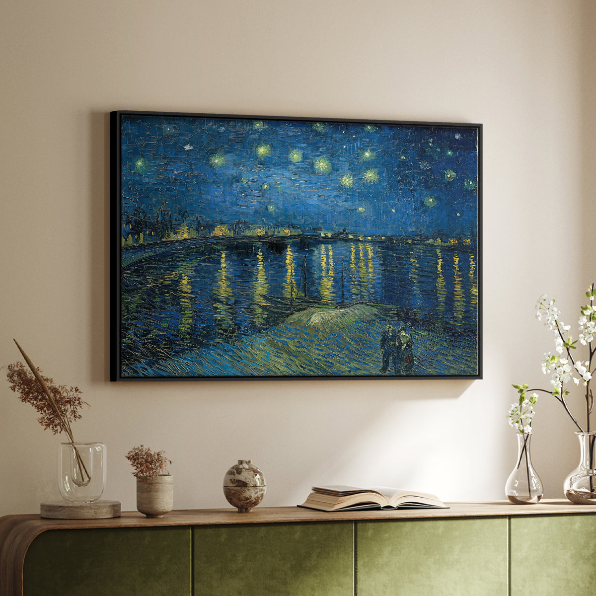 Starry Night Over the Rhône, 1888 - Floater Framed Canvas Print