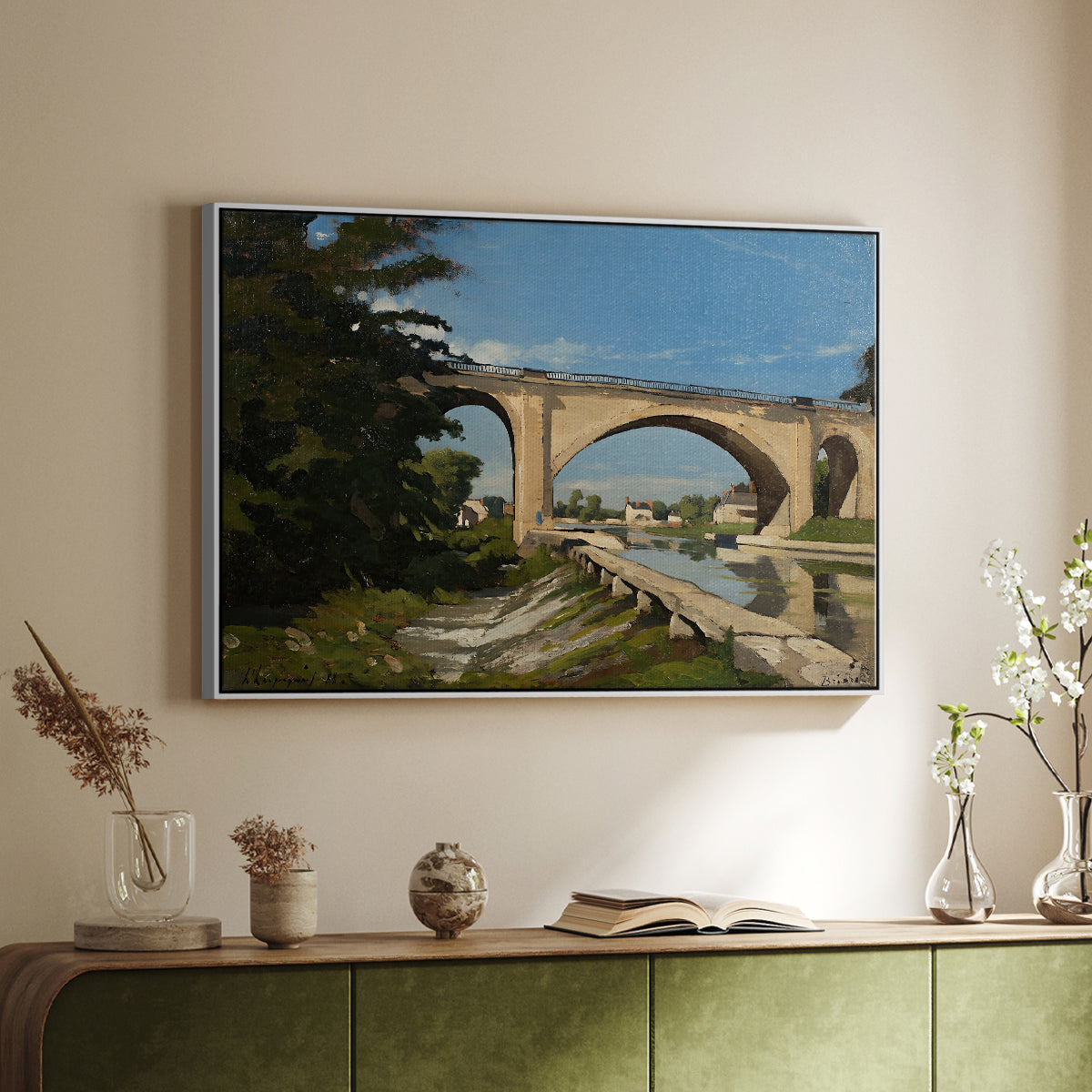 The Railroad Bridge at Briare, 1888 - Floater Framed Canvas Print