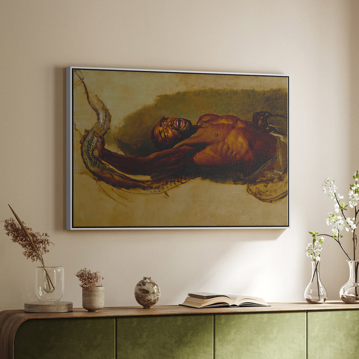 Man Struggling with a Boa Constrictor, c. 1803 - Floater Framed Canvas Print