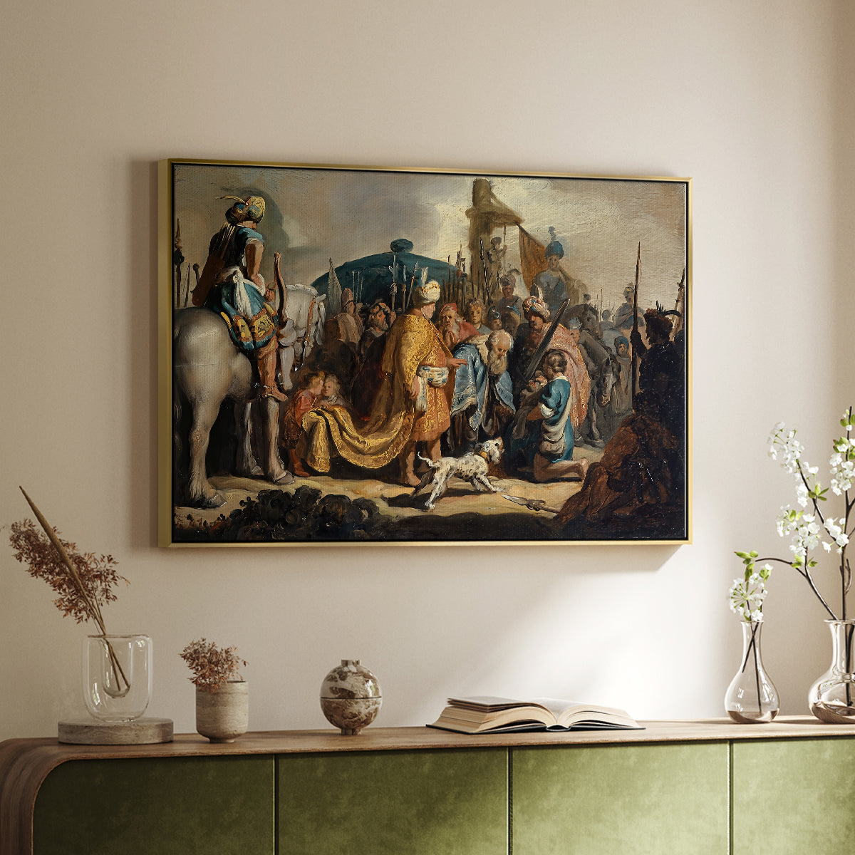 David with Goliath's Head in front of Saul, for Rembrandt, 1627 - Floater Framed Canvas Print