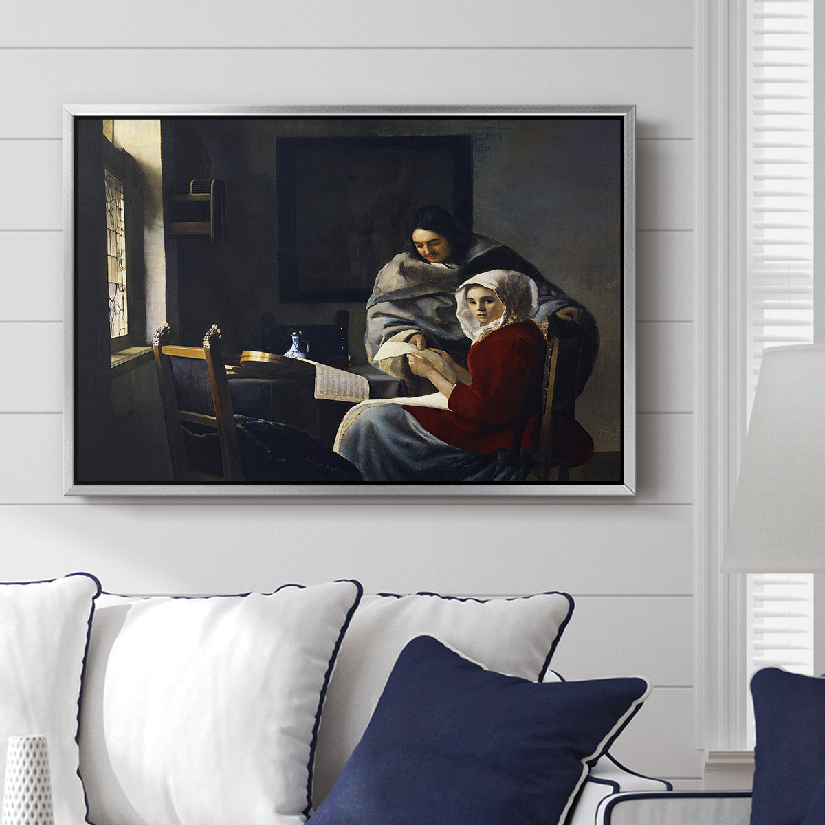 Girl Interrupted at Her Music, c. 1658-1659 - Floater Framed Canvas Print
