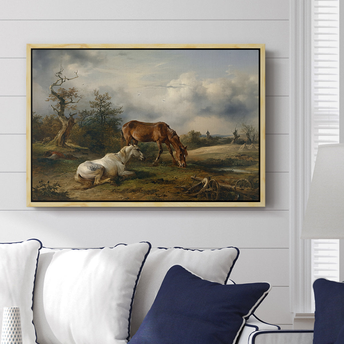Two Horses on the Pasture, c. 1825 - Floater Framed Canvas Print