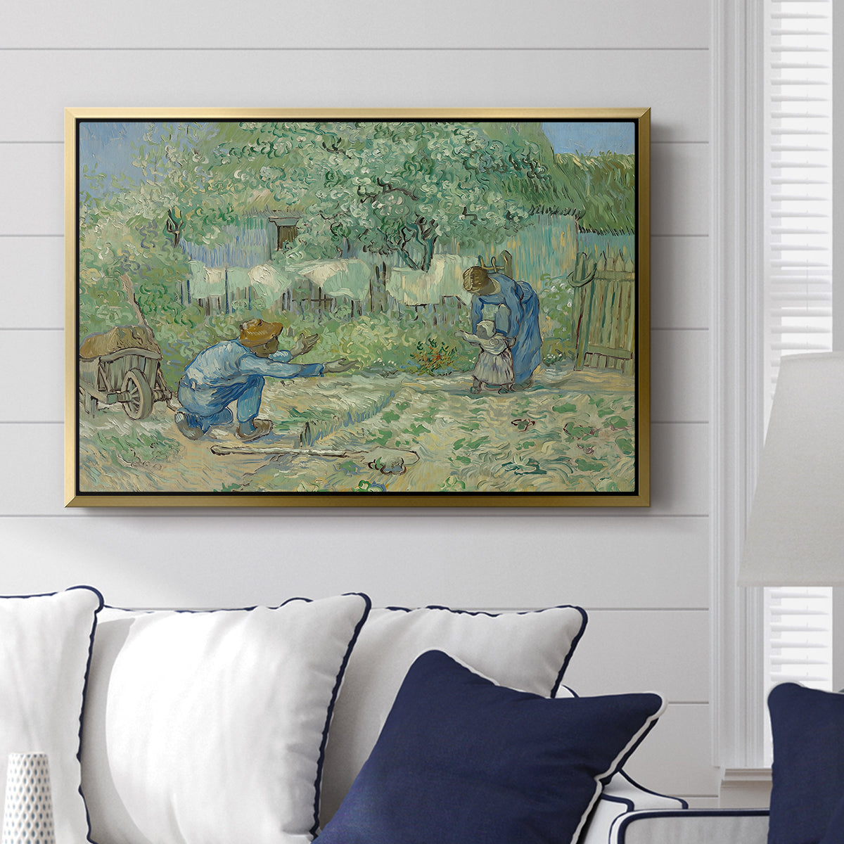First Steps after Millet, 1890 - Floater Framed Canvas Print