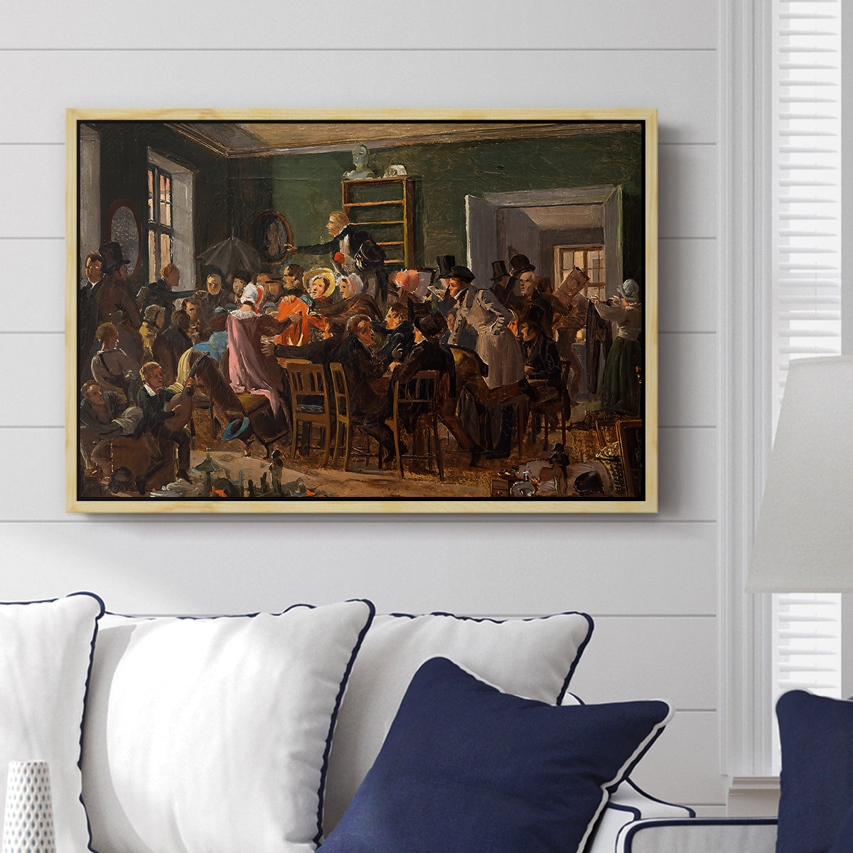 An Auction Scene, 1835 - Floater Framed Canvas Print