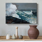 Canvas art print featuring a coastal composition emphasizing force of wind and waves, styled above a decorative console