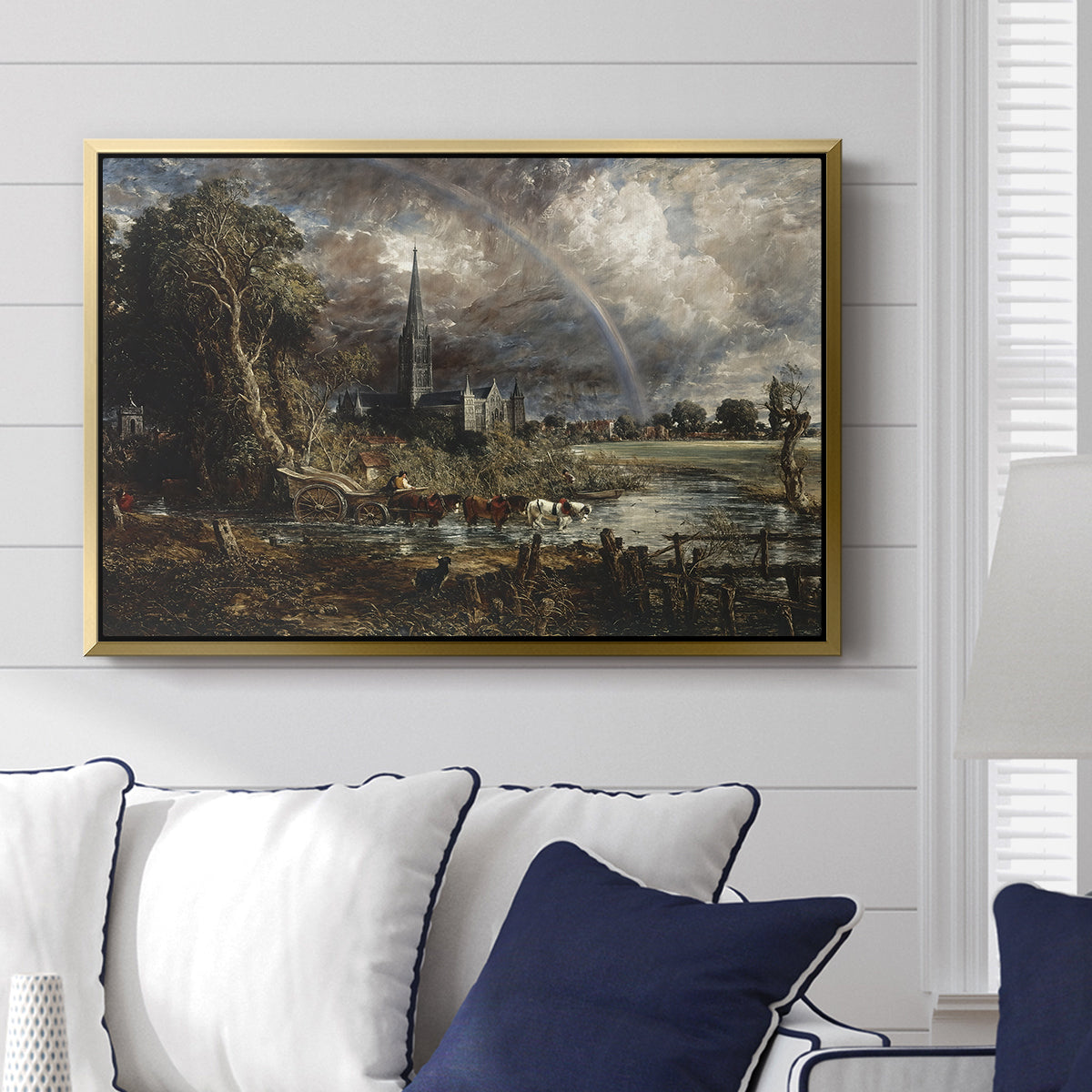 Salisbury Cathedral from the Meadows (Detail), 1831 - Floater Framed Canvas Print