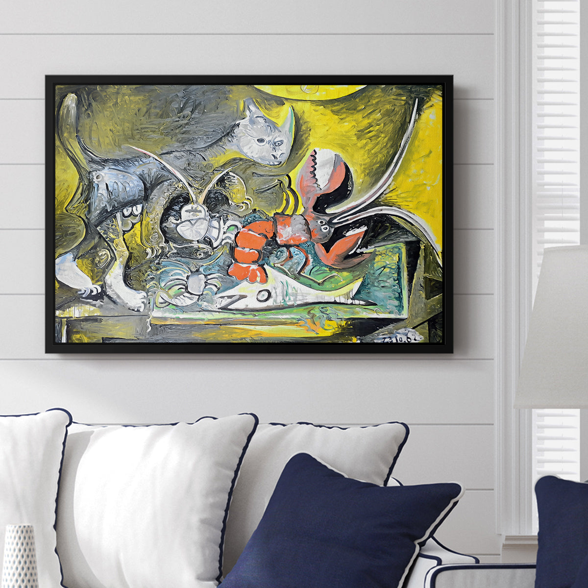 Still Life with Cat and Lobster, 1962 - Floater Framed Canvas Print