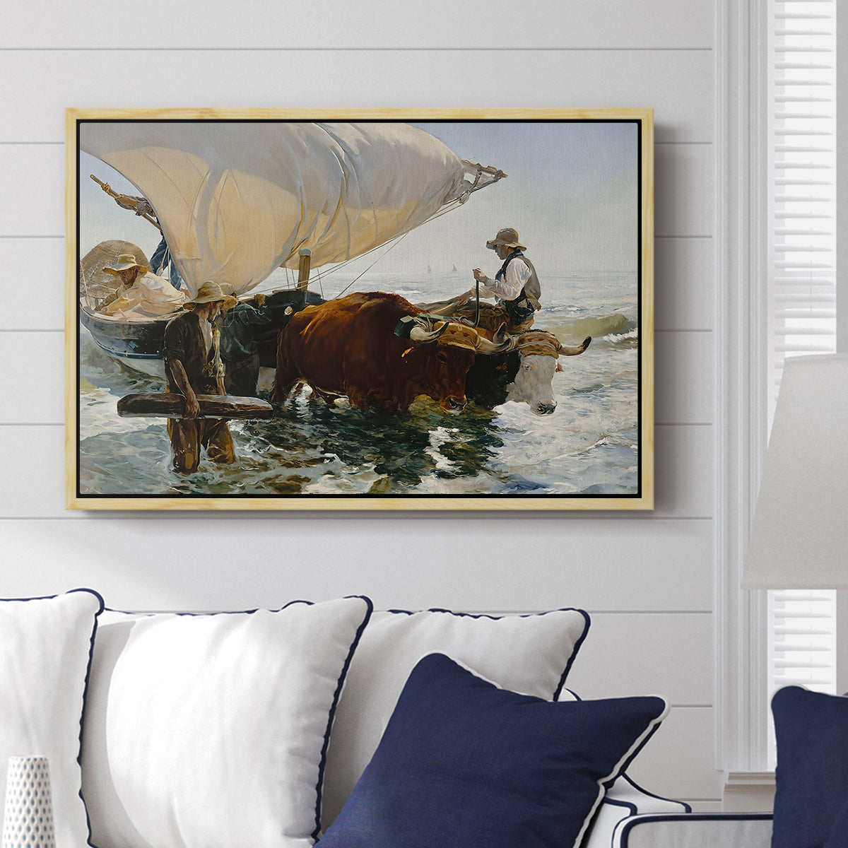 The Return from Fishing: Hauling the Boat, 1894 - Floater Framed Canvas Print