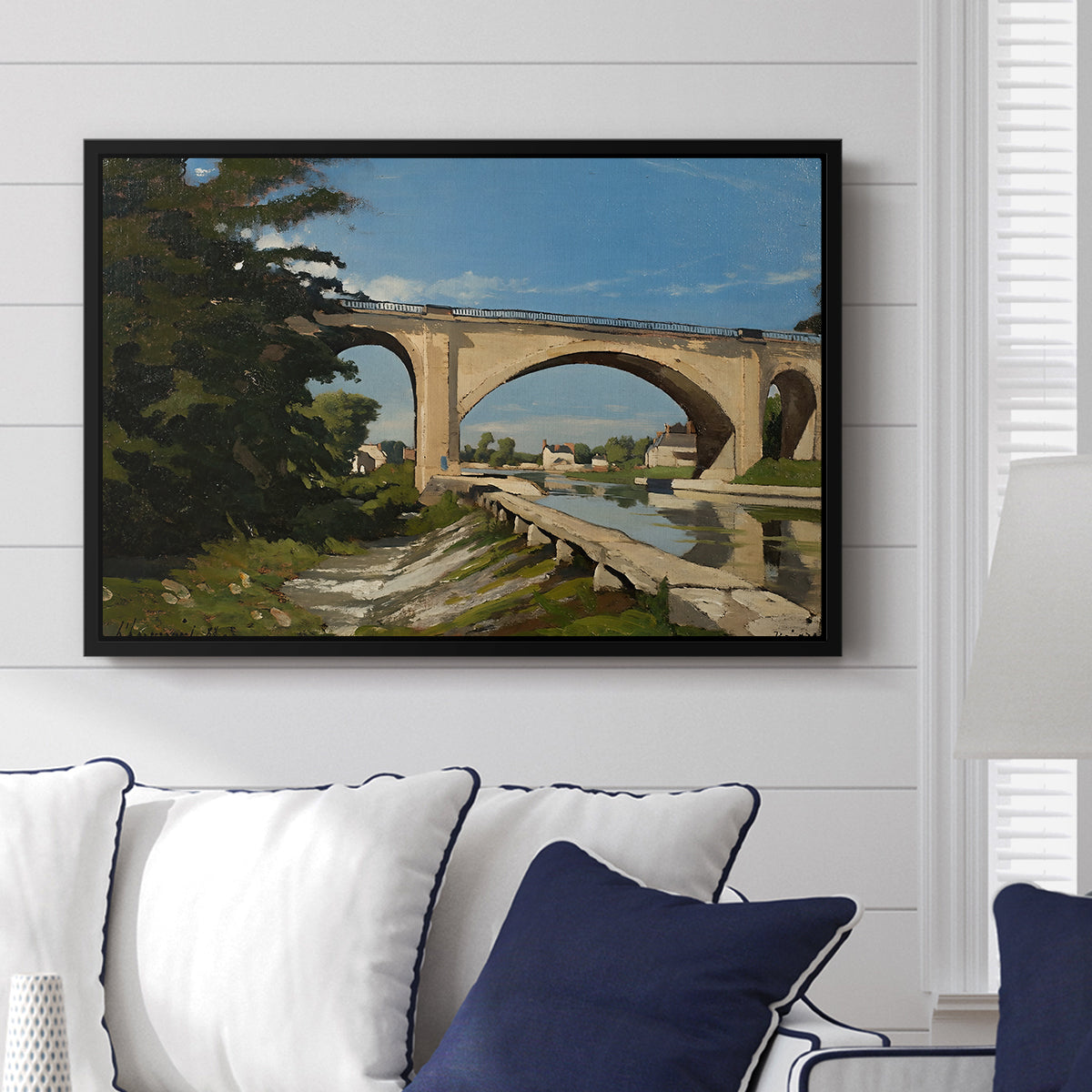The Railroad Bridge at Briare, 1888 - Floater Framed Canvas Print