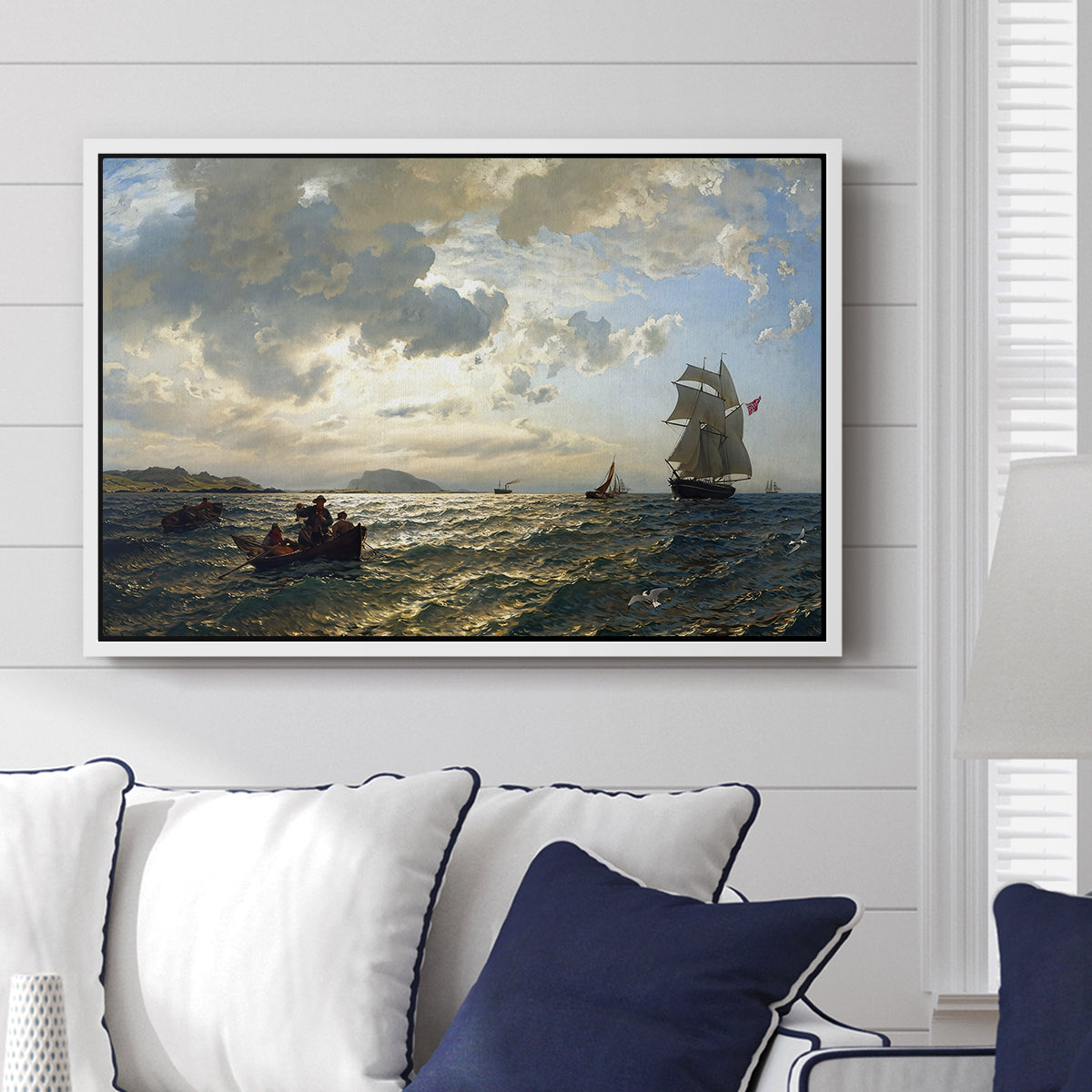 Fresh Breeze on the Norwegian Coast, 1876 - Floater Framed Canvas Print