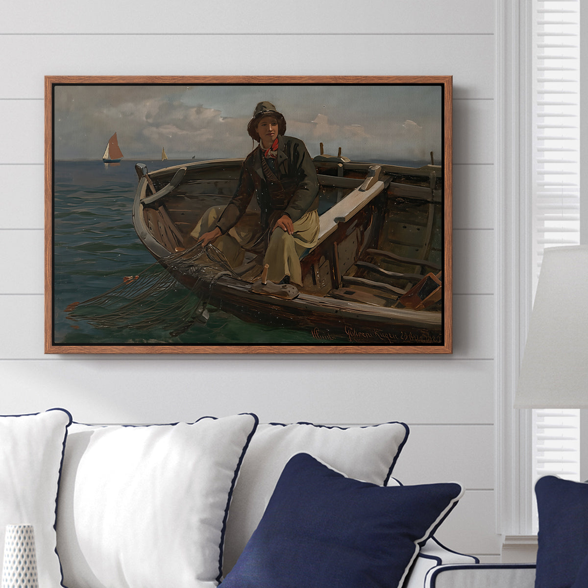 Fishermen from Rügen, 1882 - Floater Framed Canvas Print