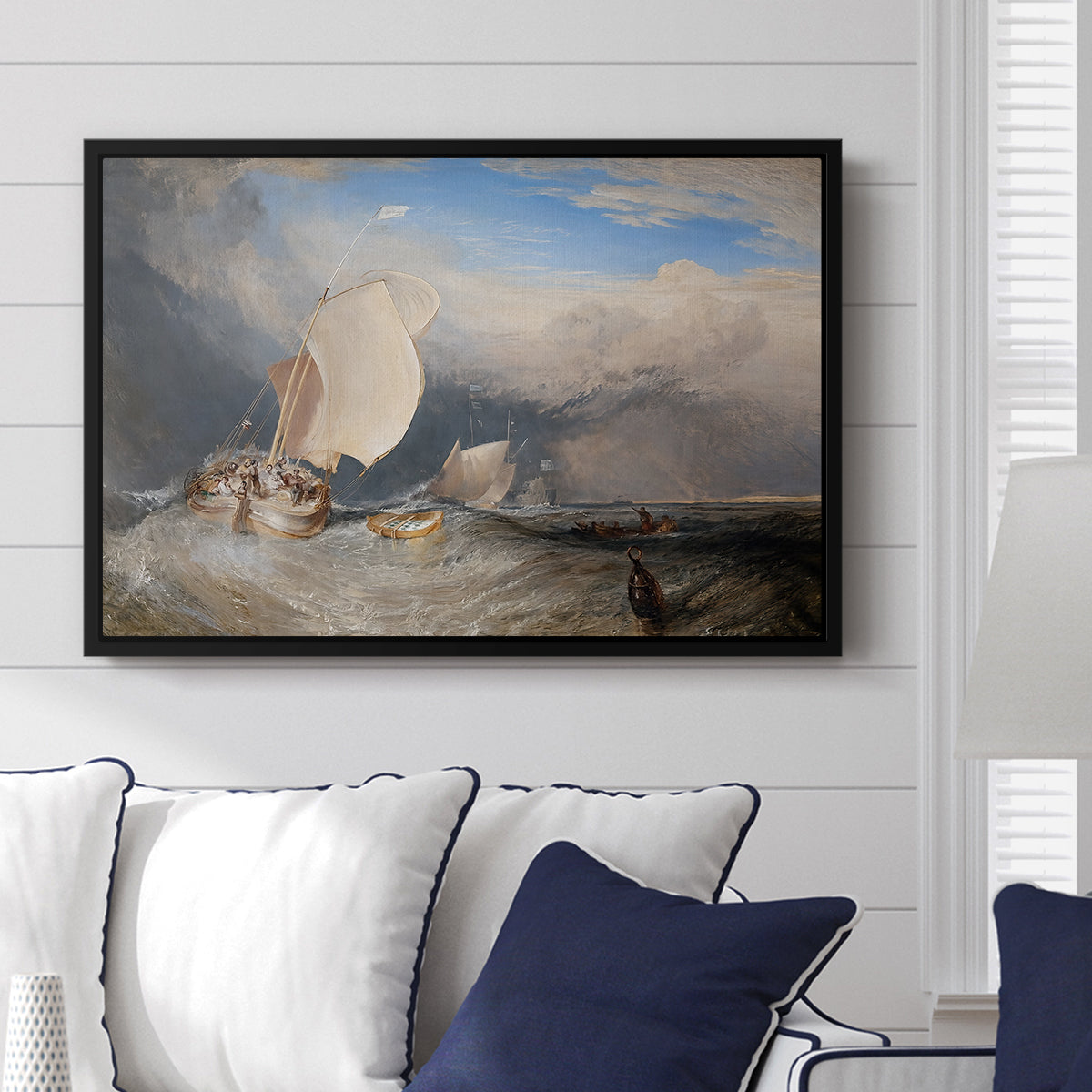 Fishing Boats with Hucksters Bargaining for Fish, 1837-1838 - Floater Framed Canvas Print