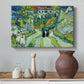 Canvas art print featuring a post-impressionist urban composition with perspective, styled above a decorative console