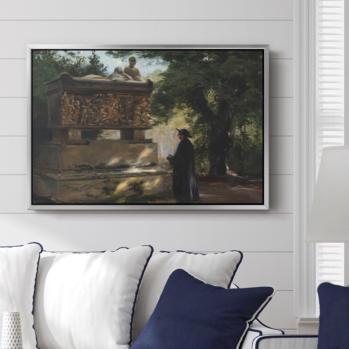 A Catholic Priest in Front of a Sarcophagus, c. 1857 - Floater Framed Canvas Print
