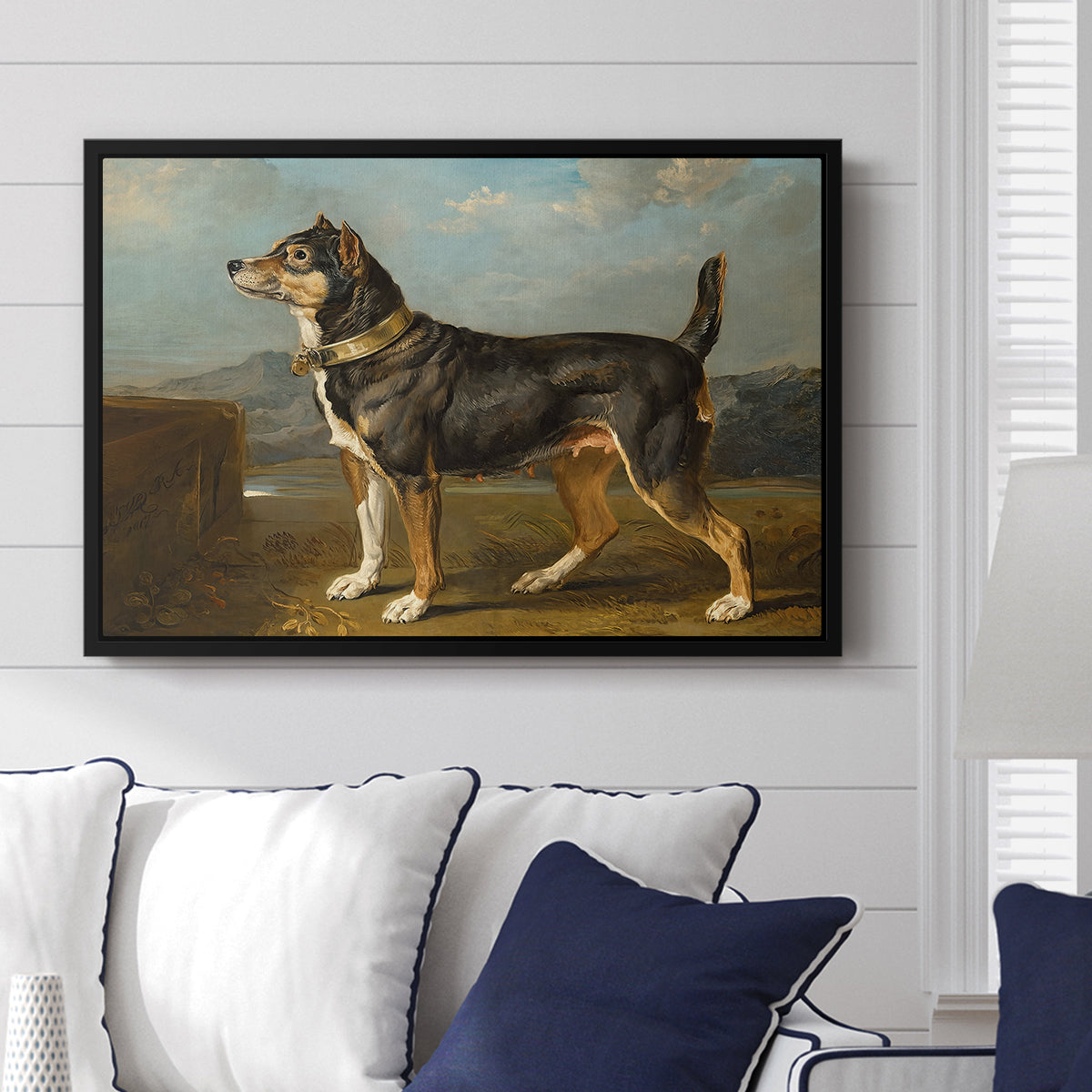 A Terrier in a Landscape, c. 1811 - Floater Framed Canvas Print