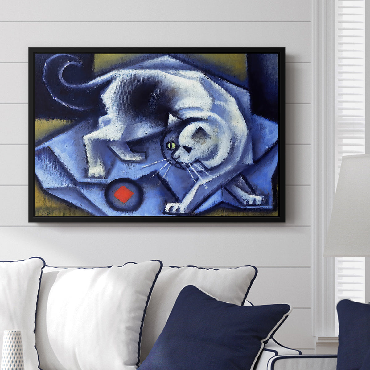 Cat Playing with a Ball, 1945-1950 - Floater Framed Canvas Print