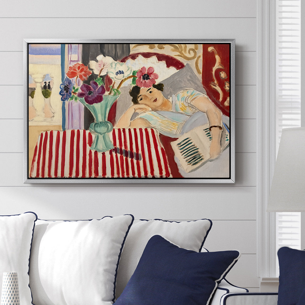 Woman with Anemones (Femme et anémones), c. 1920-1921 - Floater Framed Canvas Print