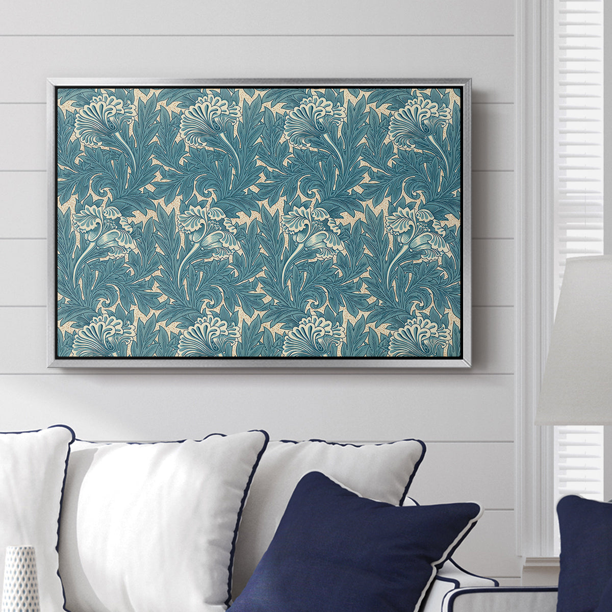 Tulip (Teal), 1875 - Floater Framed Canvas Print