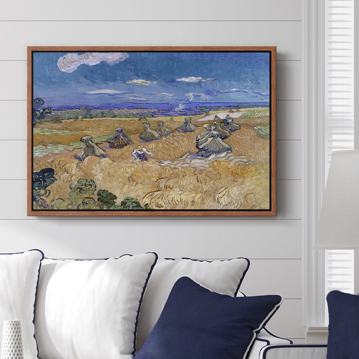 Wheat Field with Reaper, Auvers, 1888 - Floater Framed Canvas Print