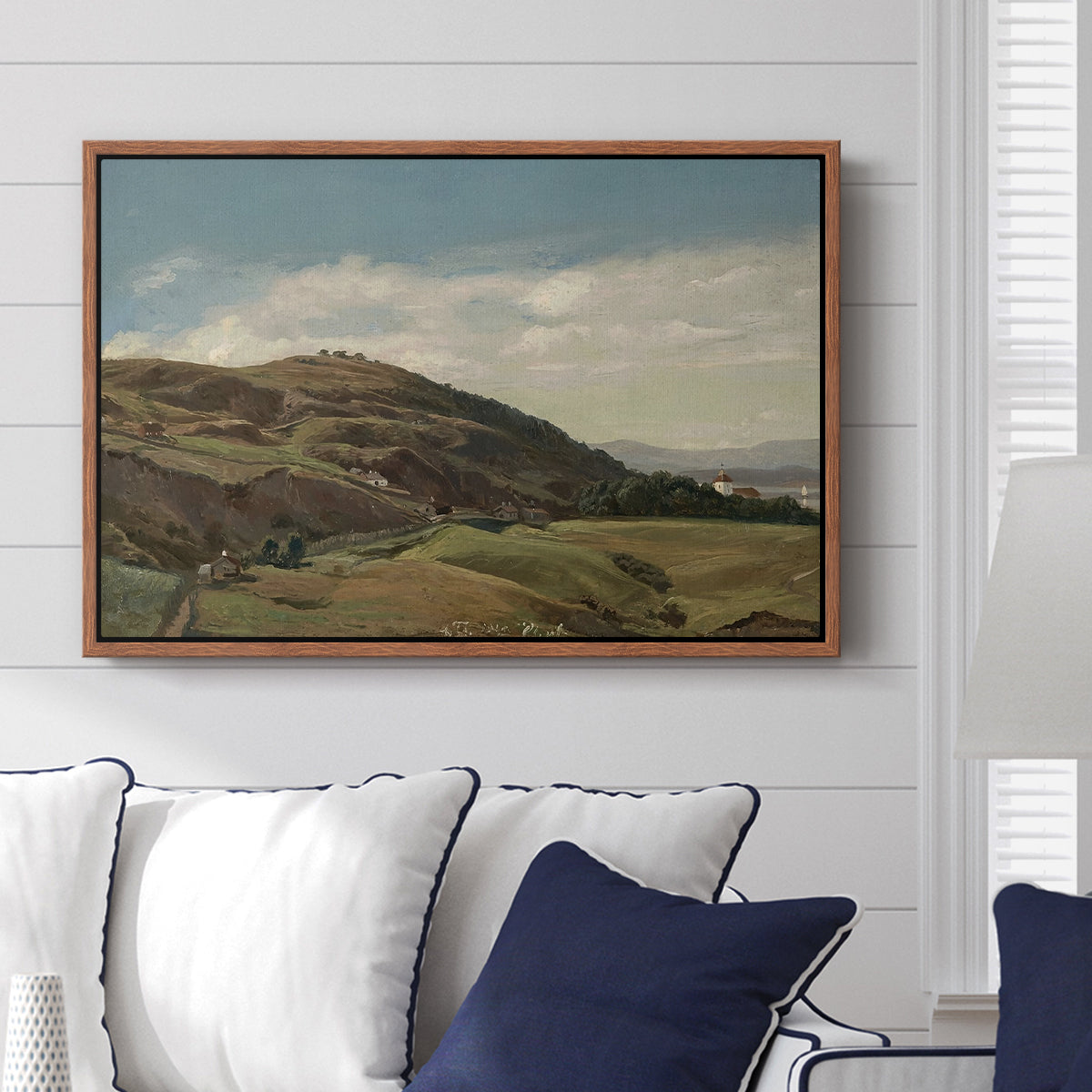 Ekeberg and Oslo Church, 1852 - Floater Framed Canvas Print