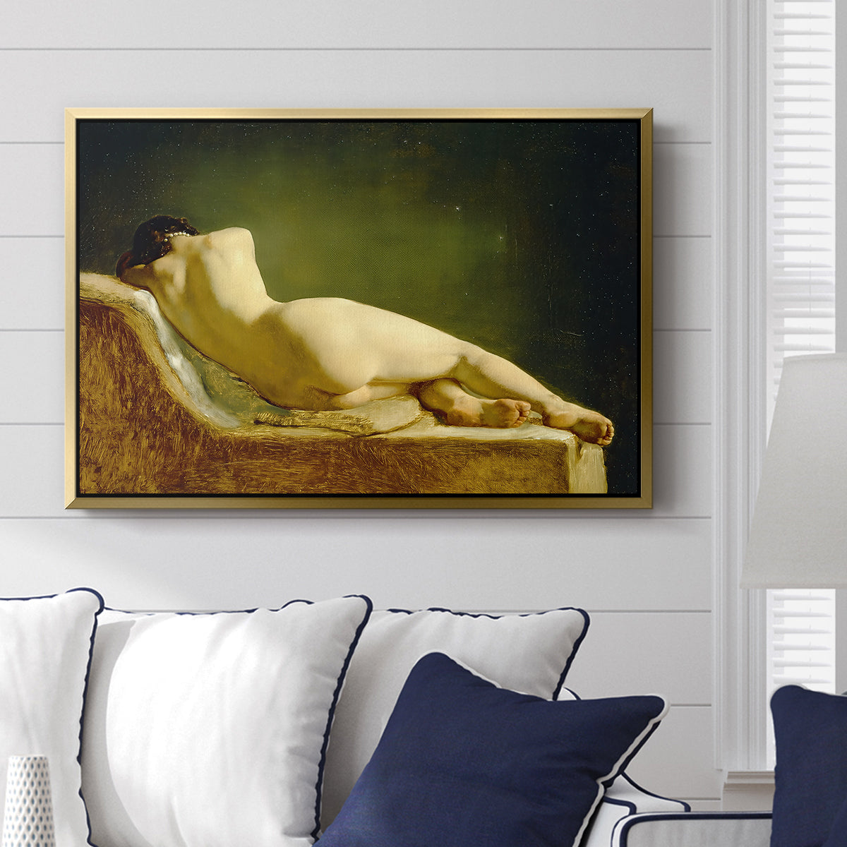 Reclining Nude (Liggende model), 1833 - Floater Framed Canvas Print